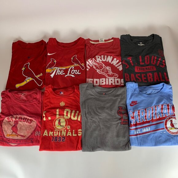 Lot of 8 St Louis Cardinals MLB Majestic Nike Short Sleeve Shirts Mens L and XL - Picture 1 of 10